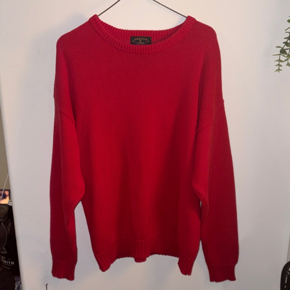 Charter Club Vibrant Red Crew Neck Sweater